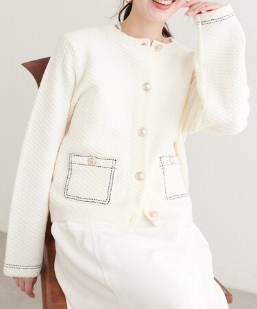 【EVERY.VERY niceclaup】配色ステッチ入りニットジャケット