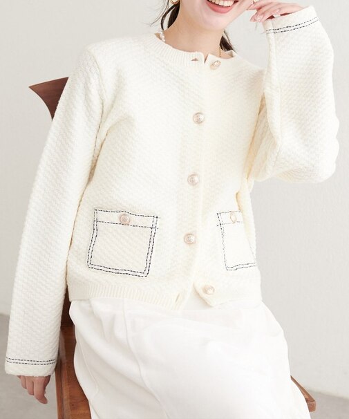 【EVERY.VERY niceclaup】配色ステッチ入りニットジャケット