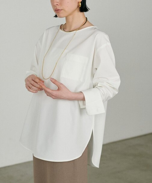 【LARUTA】ブロードPU混カフス付きプルオーバー