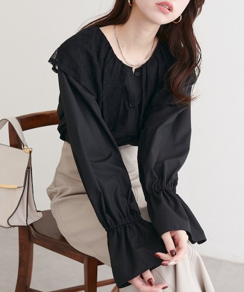 natural couture】レースケープカラーブラウス｜ナイスクラップ