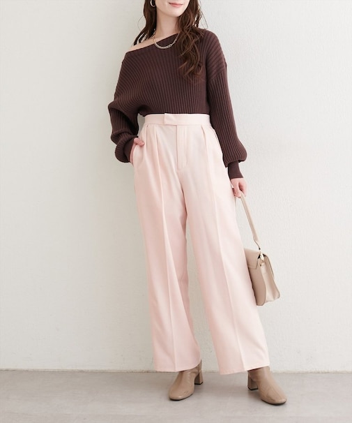 【natural couture】タックスラックスパンツ