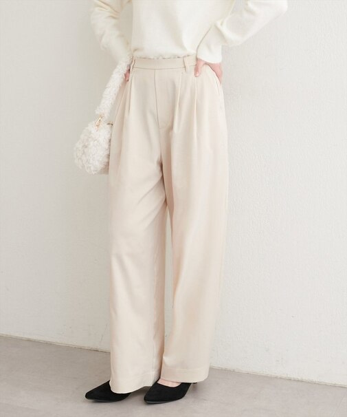 【natural couture】タックサテンパンツ