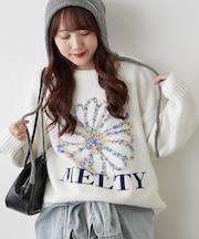 ブラシヤーンお花ジャガードニット