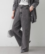 【2026SS】【ウエスト調節＆セルフカット可能】デニムリメイクライクワイドパン