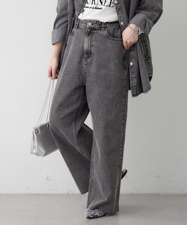 【2026SS】【ウエスト調節＆セルフカット可能】デニムリメイクライクワイドパン