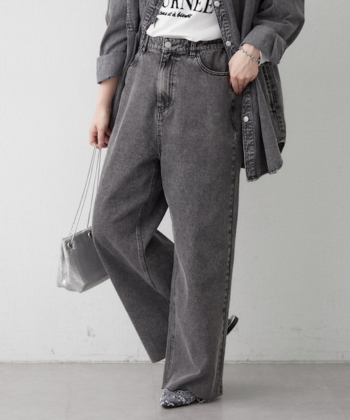 【2026SS】【ウエスト調節＆セルフカット可能】デニムリメイクライクワイドパン