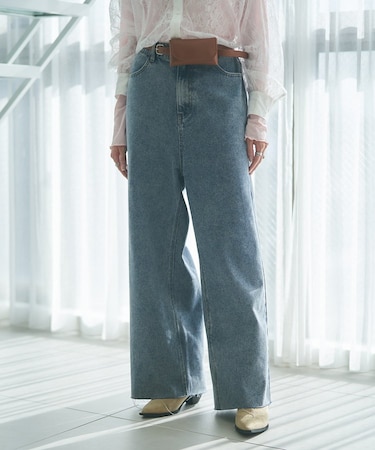 【2026SS】【ウエスト調節＆セルフカット可能】デニムリメイクライクワイドパン