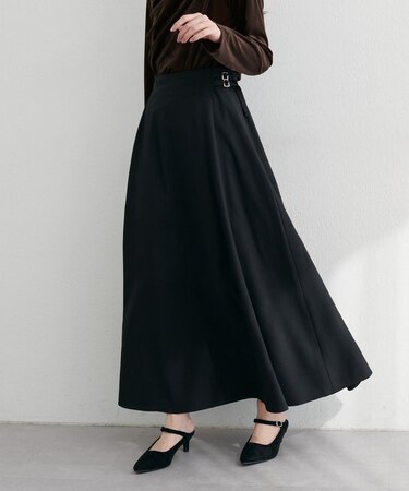 【natural couture】ハイウエストベルトフレアスカート