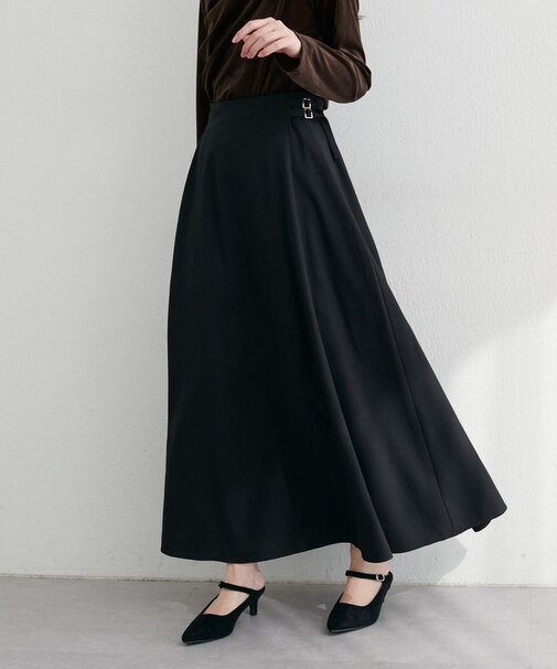 【natural couture】ハイウエストベルトフレアスカート