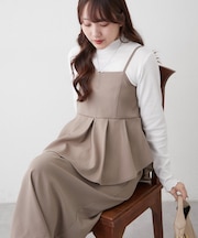 ハレの日にも♪【2枚SET】テレコインナー＆ペプラムキャミワンピース