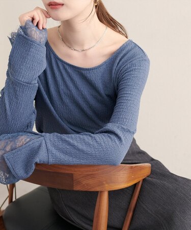 【natural couture】レース切り替えカットソー