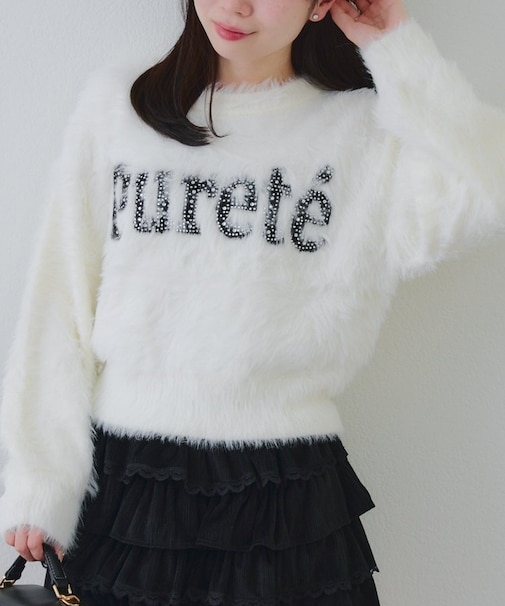 キラリロゴフェザーニット