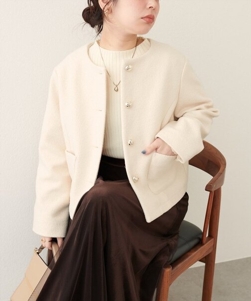 【natural couture】ハート釦ほっこり素材コートジャケット