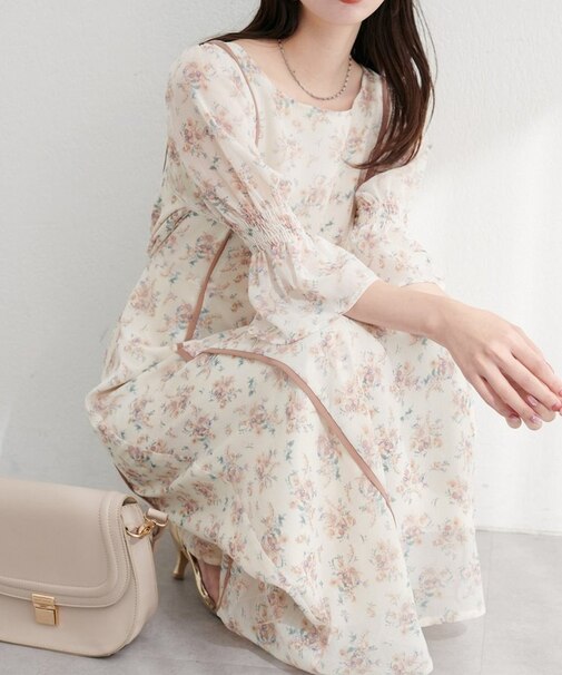 【natural couture】キャンディスリーブパイピングワンピース