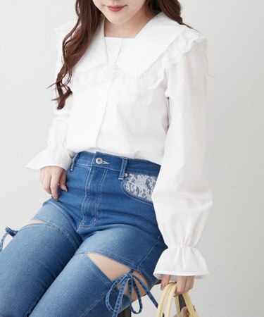 レースBIG襟ブラウス