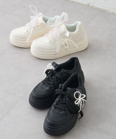 《カスタム可能◎》チャーム付チュールリボンスニーカー