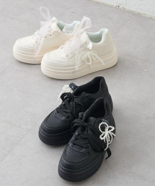 《カスタム可能◎》チャーム付チュールリボンスニーカー