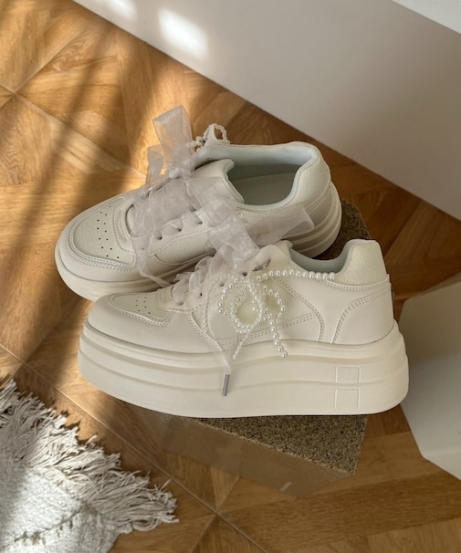 《カスタム可能◎》チャーム付チュールリボンスニーカー