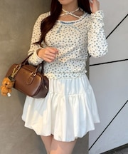 衿レースリボンテレコトップス