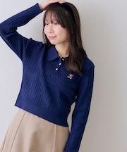 【RMAF】くま刺繍ケーブルポロニット
