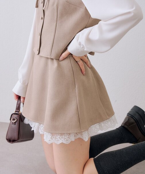 【continuer】【SETUP】裾レースミニスカート