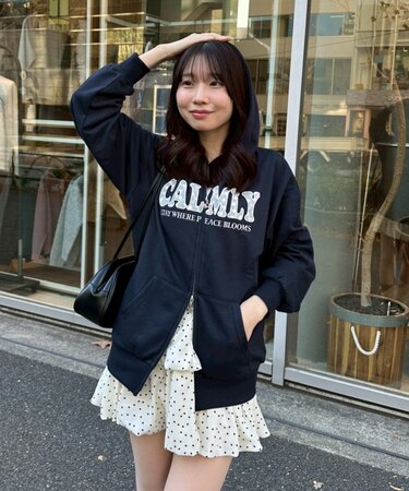 レースロゴ丈違いパーカー