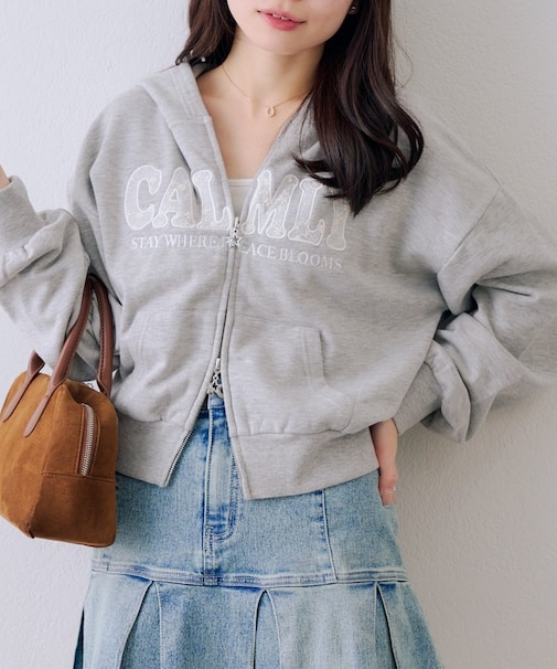 レースロゴ丈違いパーカー