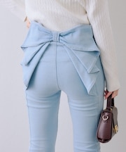 【後ろ姿まで可愛い】バックリボンデニムフレアパンツ