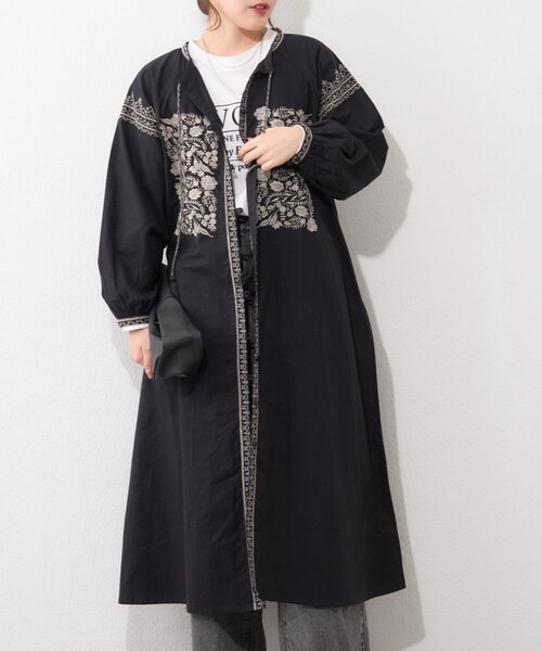 India series】【nane】刺繍前開きワンピース｜ナイスクラップ