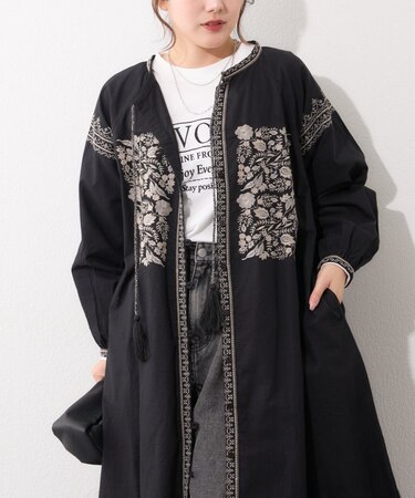 【India series】【nane】刺繍前開きワンピース