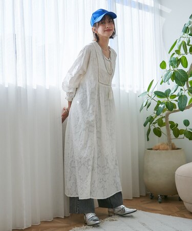 【nane】【India series】ジャガードレースワンピース