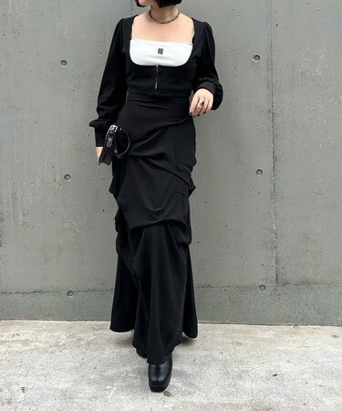 【Mavie..7】【3サイズ展開】タックデザインロングスカート