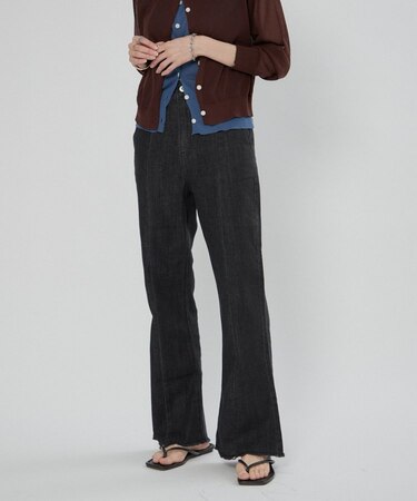 【nane】《サイズ展開有》ストレッチデニムフレアーパンツ