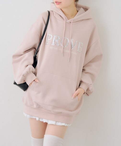 スパンコールロゴ裏起毛パーカー