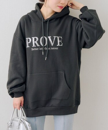 スパンコールロゴ裏起毛パーカー