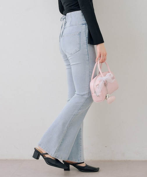 後レースアップフレアパンツ