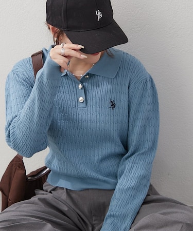【U.S. POLO ASSN. ×RMAF】ケーブルポロニットプルオーバー