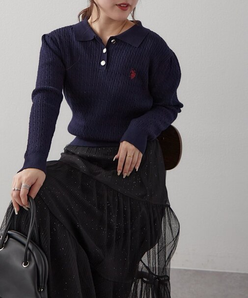 【U.S. POLO ASSN. ×RMAF】ケーブルポロニットプルオーバー