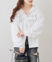 ロゴ刺繍ラメ裏毛パーカー