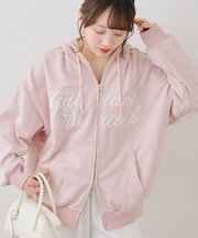 ロゴ刺繍ラメ裏毛パーカー