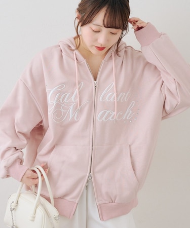 ロゴ刺繍ラメ裏毛パーカー