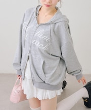 ロゴ刺繍ラメ裏毛パーカー