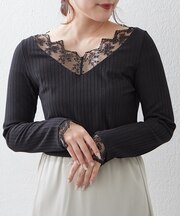 定番アイテム！テレコVレース長袖プルオーバー