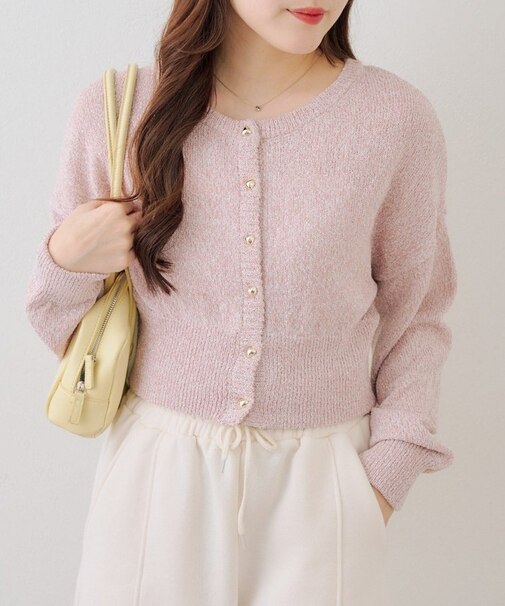 【RMAF】ラメハート釦クルーカーディガン