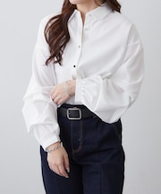 色々ボタン段々袖タケノコタックブラウス