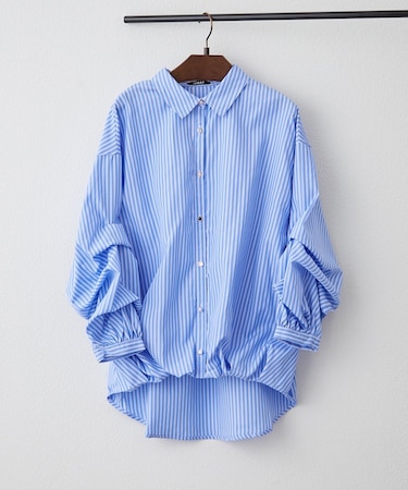 色々ボタン段々袖タケノコタックブラウス