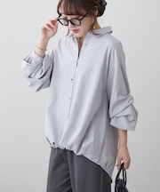 色々ボタン段々袖タケノコタックブラウス