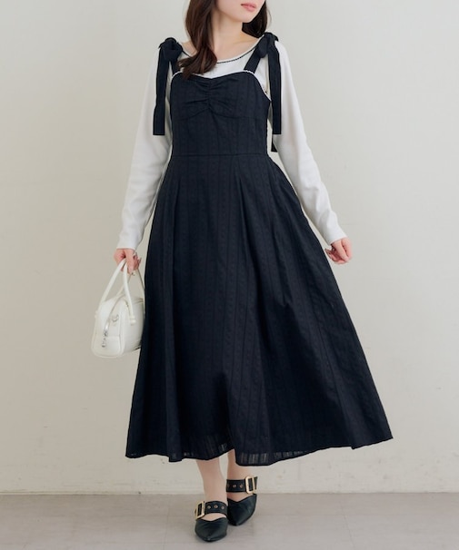 肩リボンキャミワンピ