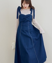 肩リボンキャミワンピ