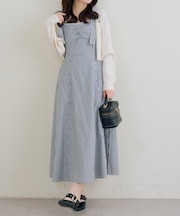 肩リボンキャミワンピ